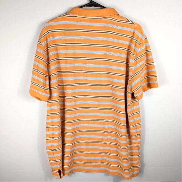 Ivy Crew Mens L Orange Striped Polo Shirt 100% Cotton Short Sleeve Casual Top - Picture 3 of 3